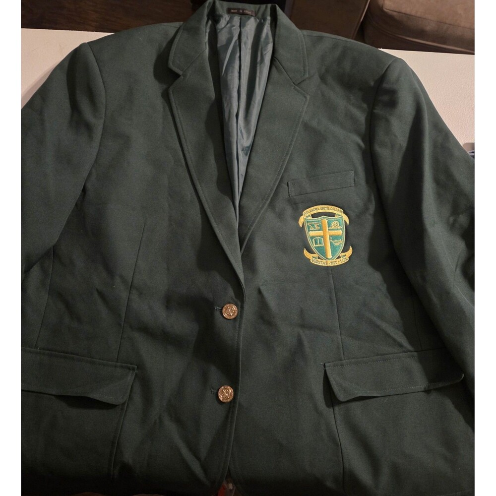 Philander Smith College Blazer Jacket Mens 22R Dark Green Embroidered Crest HBCU